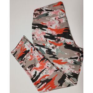 KRISTIN NICOLE: Orange/Khaki/Black Camouflage Print Leggings, Size S